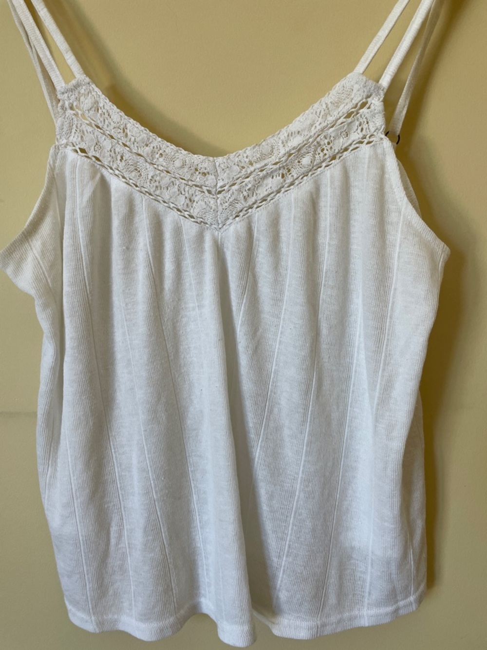 White Lace-Trim Spaghetti Strap Tank